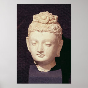 Huvud av en Buddha, Greco-Buddist stil Poster