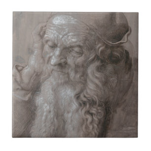 Huvud av en gamal man av Albrecht Durer Kakelplatta