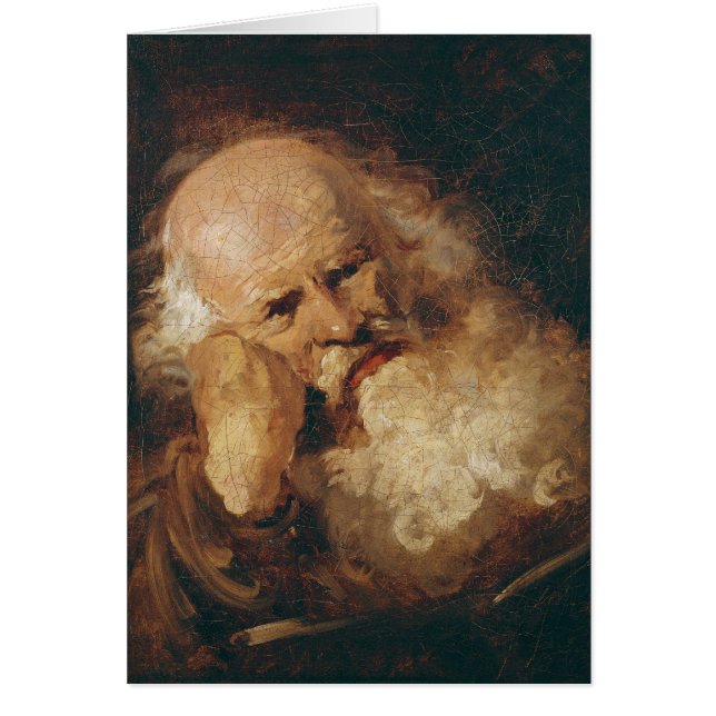 Huvud av en gamal man hälsningskort (Framsidan)