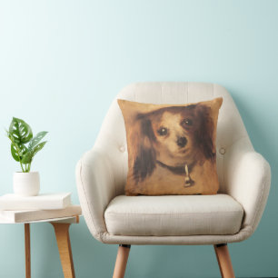 Huvud av en hund av Pierre Renoir, Vintage Fine Ar Kudde