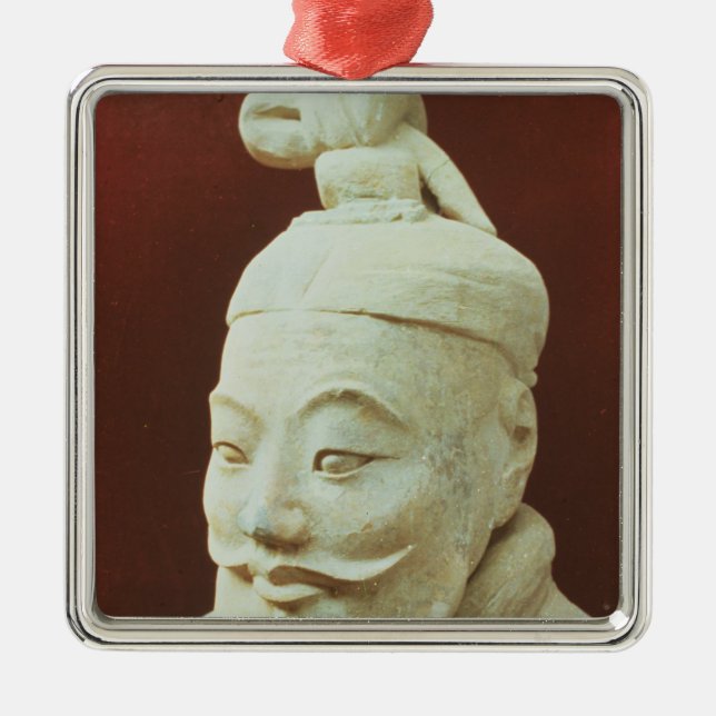 Huvud av en krigare, terrakottaarmé julgransprydnad metall (Framsidan)