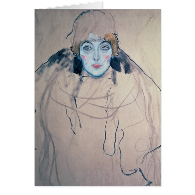 Huvud av en kvinna hälsningskort (Framsidan)