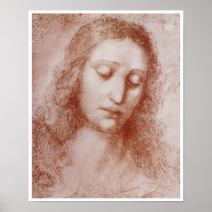 Huvud av en kvinna, Leonardo Da Vinci, 1510 Poster