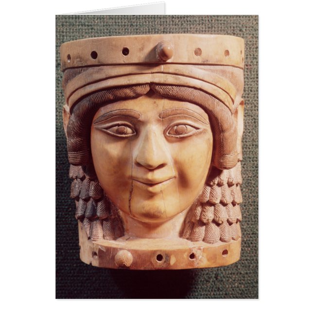 Huvud av en kvinna som kallas damen av brunnen hälsningskort (Framsidan)