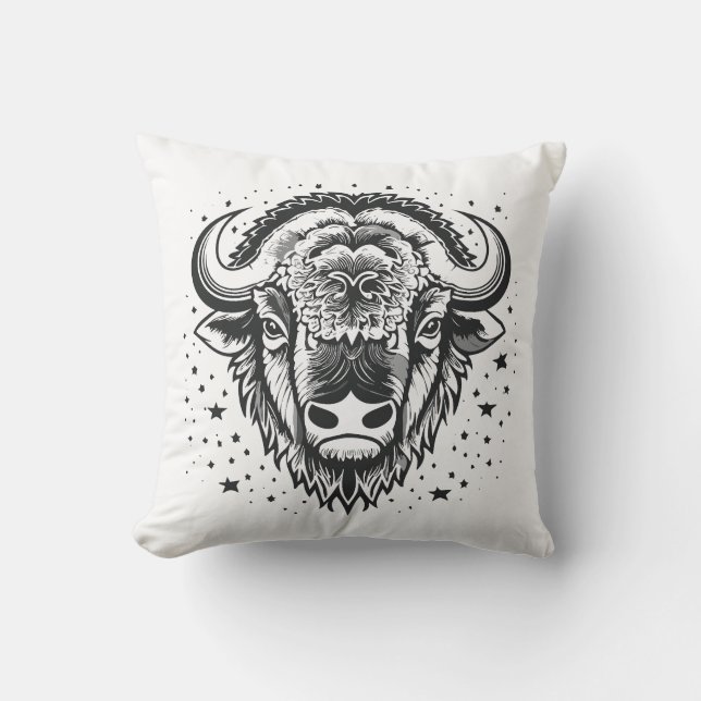 Huvud av en stor hornprydd bison kudde (Framsida)