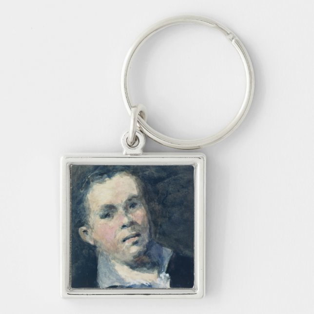 Huvud av Goya Fyrkantig Silverfärgad Nyckelring (Framsidan)