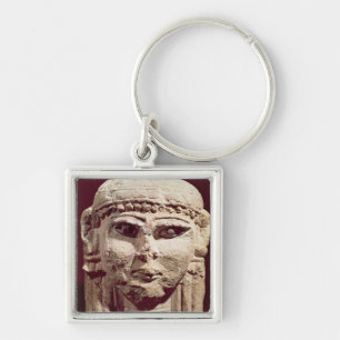 Huvud av gudinnan Ishtar, från Amman, Jordanien Fyrkantig Silverfärgad Nyckelring