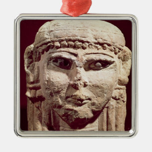 Huvud av gudinnan Ishtar, från Amman, Jordanien Julgransprydnad Metall