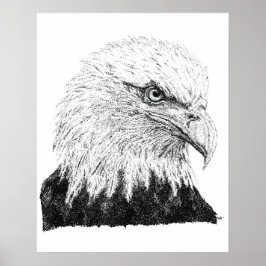 Huvud av havsörn Handritad svart-vit konst Poster