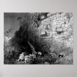 Huvud av Itzam Na, Izamal, Yucatan, Mexico, 1844 Poster