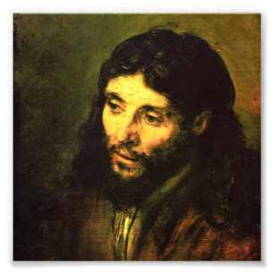 Huvud av Jesus av Rembrandt Fototryck