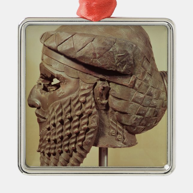 Huvud av Sargon mig 2400-2200 BC Julgransprydnad Metall (Framsidan)