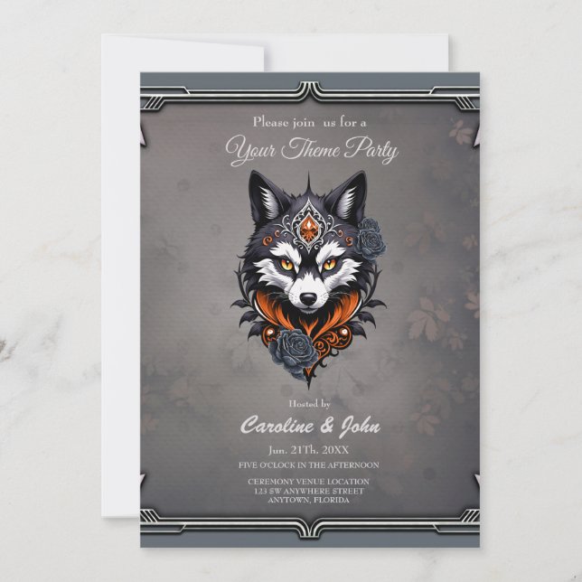 Huvud av varg, avslutat i djup inbjudningar (Framsida)