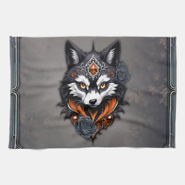 Huvud av varg, avslutat i djup, kökshandduk