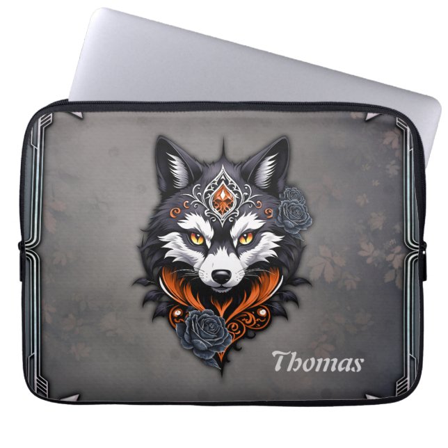 Huvud av varg, avslutat i djup, laptop fodral (Framsidan)