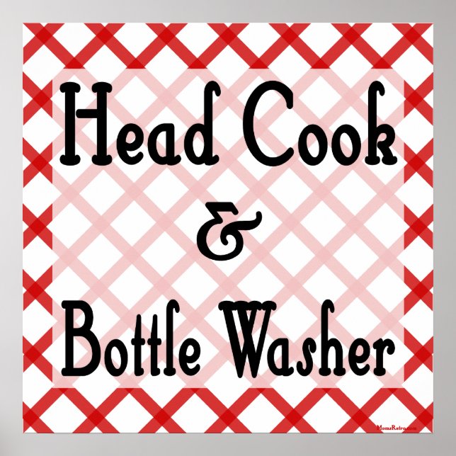 Huvud Cook och Flaska Washer Kitchen Print Poster (Framsidan)