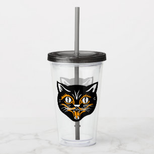 Huvud för svart Halloween-kattvit Orange Take Away Mugg