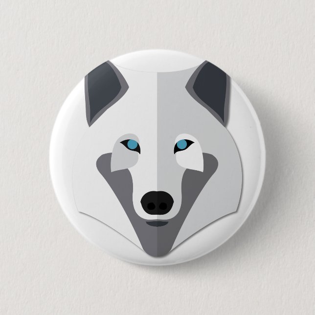 Huvud för tecknadvitvarg knapp (Framsida)
