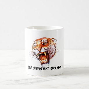 Huvud för tiger för kallt tecknadtatueringsymbol kaffemugg