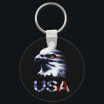 Huvud för USA Patriotic Eagle - 4 juli oberoende Nyckelring<br><div class="desc">Chef för USA Patriotic Eagle - 4 juli Independence day</div>