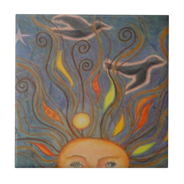 Huvud i himmlen kakelplatta (Framsidan)