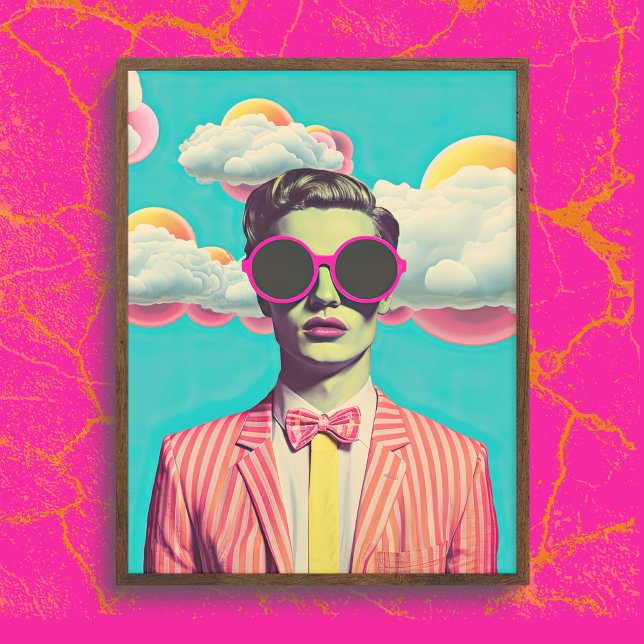 Huvud i molnen, surreal Collage Art Poster (Skapare uppladdad)