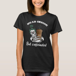 Huvud insida men koffeinfri Halloween-kaffe T Shirt