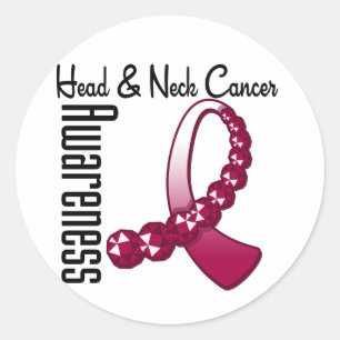 Huvud Nacke Cancer Awareness Gemstone Ribbon Runt Klistermärke
