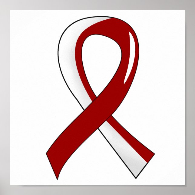 Huvud Nacke Cancer Burgundy White Ribbon 3 Poster (Framsidan)