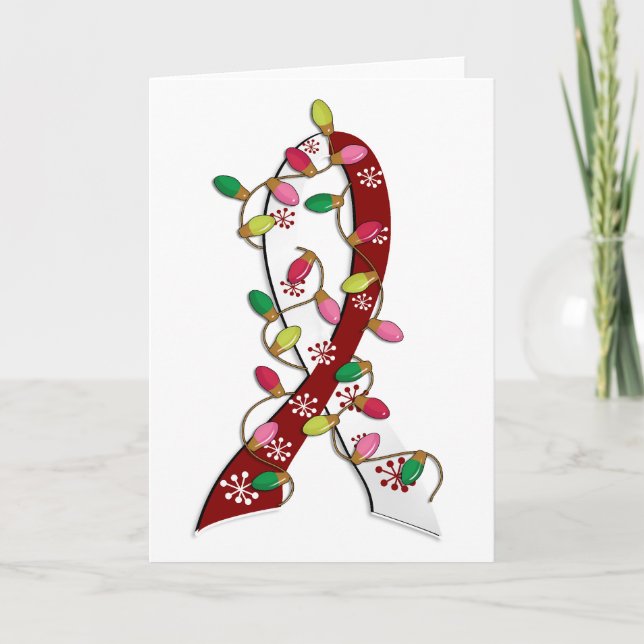 Huvud Nacke Cancer jul Ljus Ribbon Helgkort (Framsida)