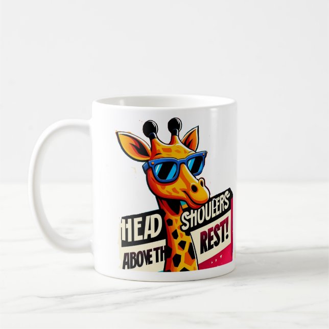 huvud och axlar över resten, lustigt giraffe co kaffemugg (Vänster)