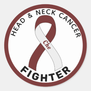 Huvud och Nacke Cancer Fighter Ribbon White Runt Klistermärke