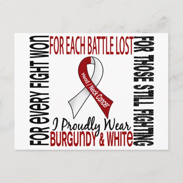 Huvud och Nacke Cancer.. Jag Bära stolt Burgundy W Vykort (Framsida)