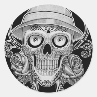 huvud runt klistermärke