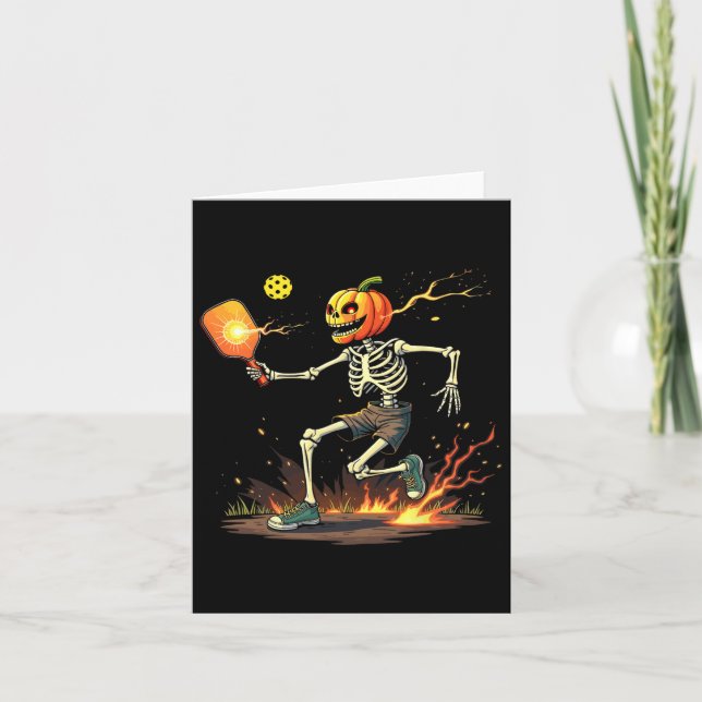 Huvud Skeleton Pickleball Halloween Spooky Sports Kort (Framsida)