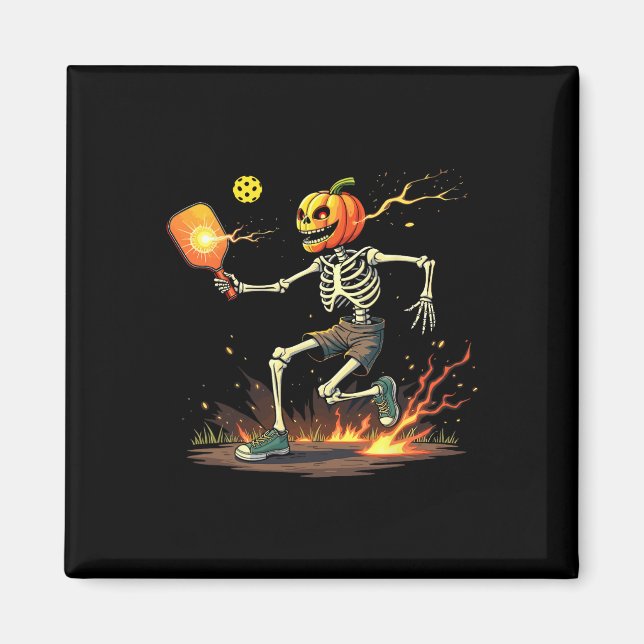 Huvud Skeleton Pickleball Halloween Spooky Sports Magnet (Framsidan)