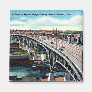 HuvudAve. Bridge, Cleveland, Ohio Vintage Postcard Magnet