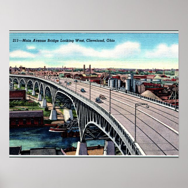 HuvudAve. Bridge, Cleveland, Ohio Vintage Postcard Poster (Framsidan)