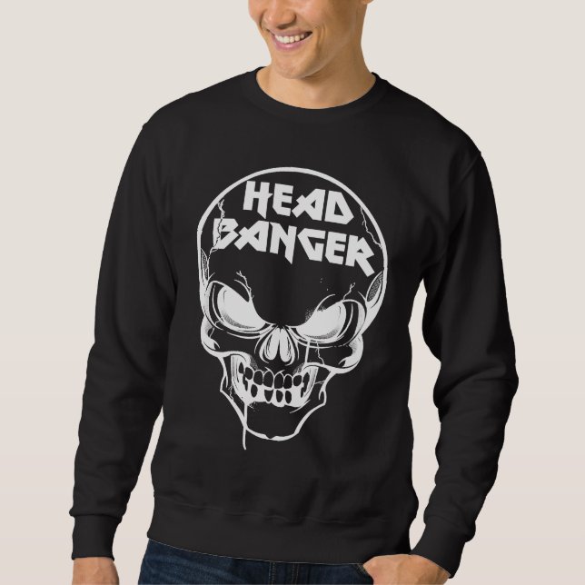 Huvudbanger Heavy Metal Rocker Dubstep Techno Rave Lång Ärmad Tröja (Framsida)