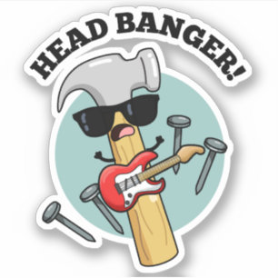 Huvudbanger Roliga Musik Puns Klistermärken