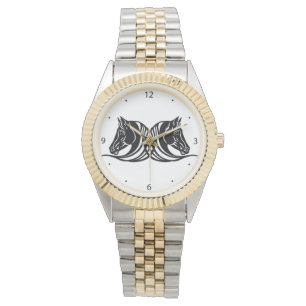 Huvuden för svart och häst armbandsur