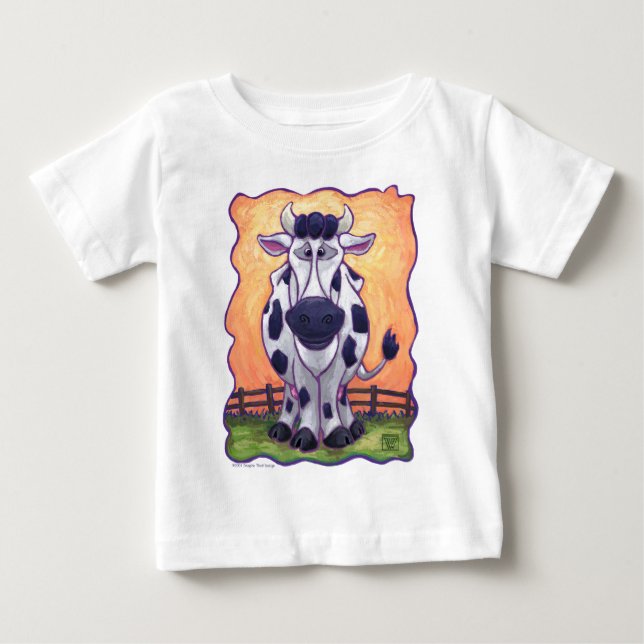 Huvuden och Svan Cute Cow Art T-Shirts (Framsida)