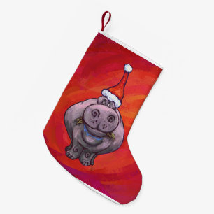 Huvuden och Svan Festive Hippo på Red Liten Julstrumpa