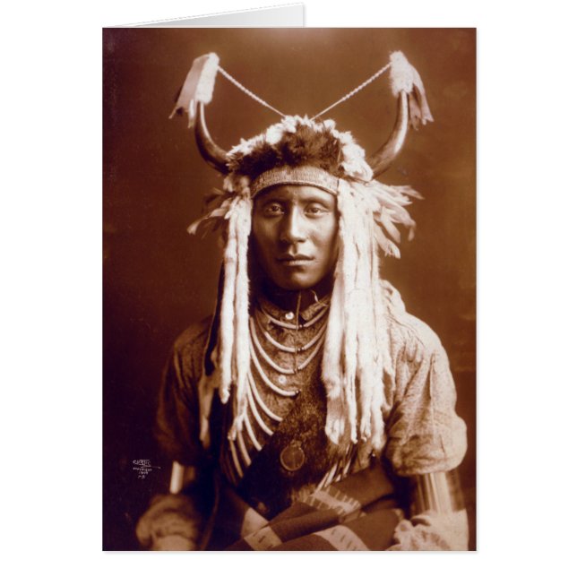 Huvudet bär (indianen) hälsningskort (Framsidan)