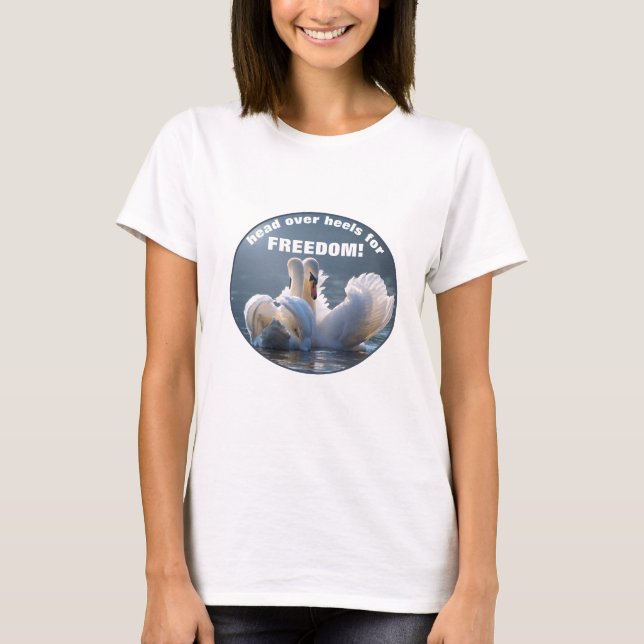 Huvudet över hylsor - svanar (v2-ljus) T-Shirt (Framsida)