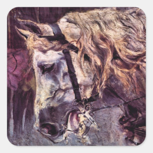 Huvudet på en häst av Giovanni Boldini, Vintage Ar Fyrkantigt Klistermärke
