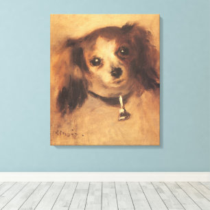 Huvudet på en hund av Pierre Renoir, Vintage Fine Canvastryck