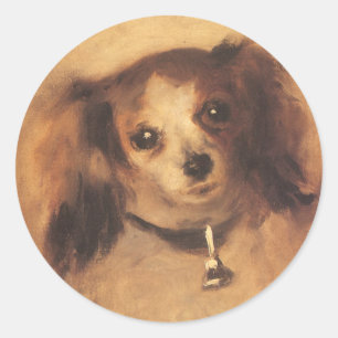 Huvudet på en hund av Pierre Renoir, Vintage finko Runt Klistermärke