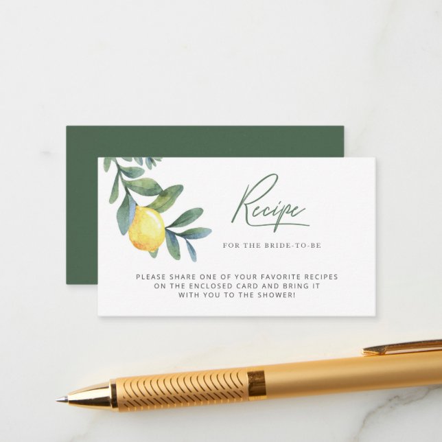 Huvudfack för Lemon Möhippa Recipe Tilläggskort (Fram/Back In Situ)