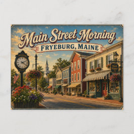 Huvudgatan Morgon Fryeburg Maine Vykort